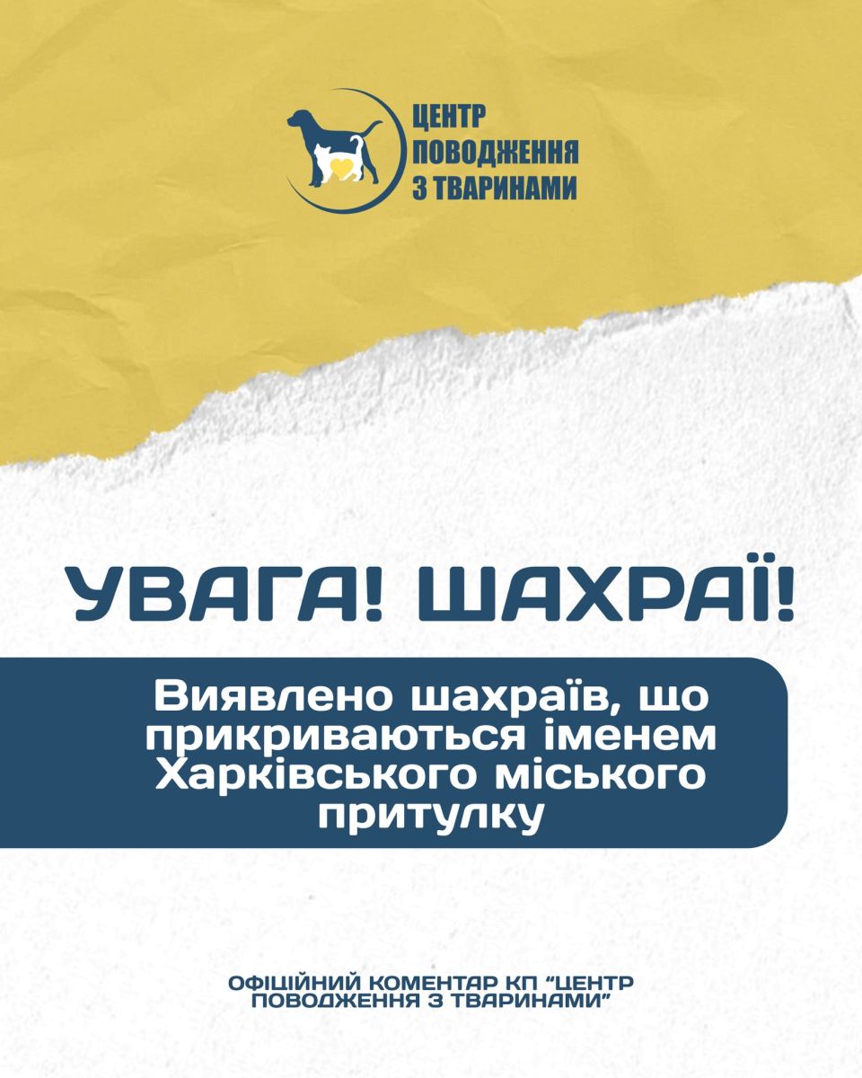 Шахраї виманюють гроші у харків'ян під виглядом допомоги тваринам Шахраї виманюють гроші у харків'ян під виглядом допомоги тваринам