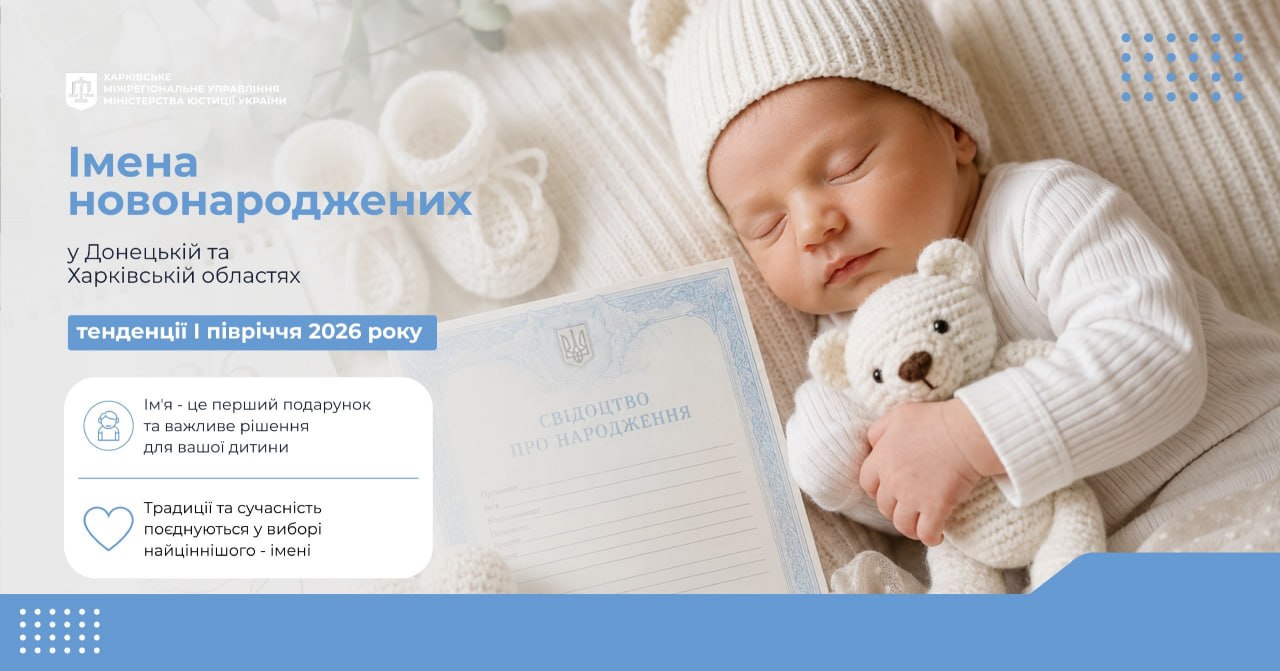 Які імена для новонароджених обирали на Харківщині у 2026 році Які імена для новонароджених обирали на Харківщині у 2026 році
